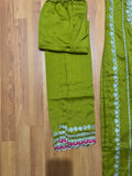 Women’s Green Embroidered Chinnon Kurta Pant Set with Dupatta | Fully Stitched Ethnic Wear | Festive & Party Outfit
