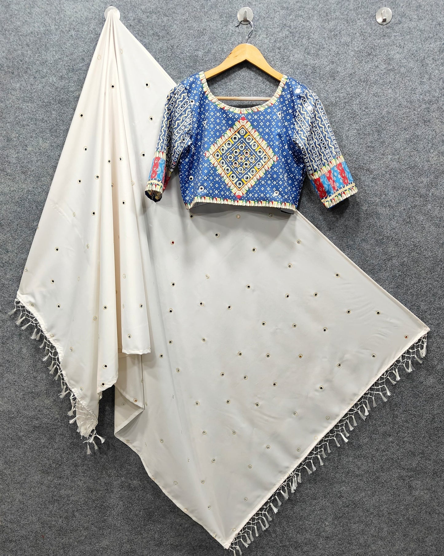Mirror Magic Navratri Lehenga Choli in Butter Silk – Ready-Made Beauty