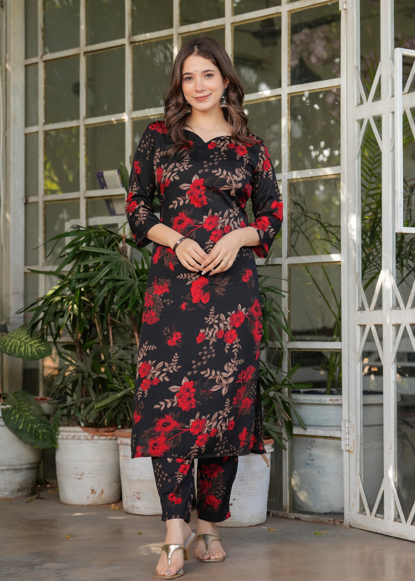 Traditional Embroidered Silk Blend Set with Lightweight Dupatta