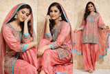 Women’s Peach Embroidered Chinnon Kurta Sharara Set with Dupatta | Fully Stitched Ethnic Wear | Festive & Party Outfit