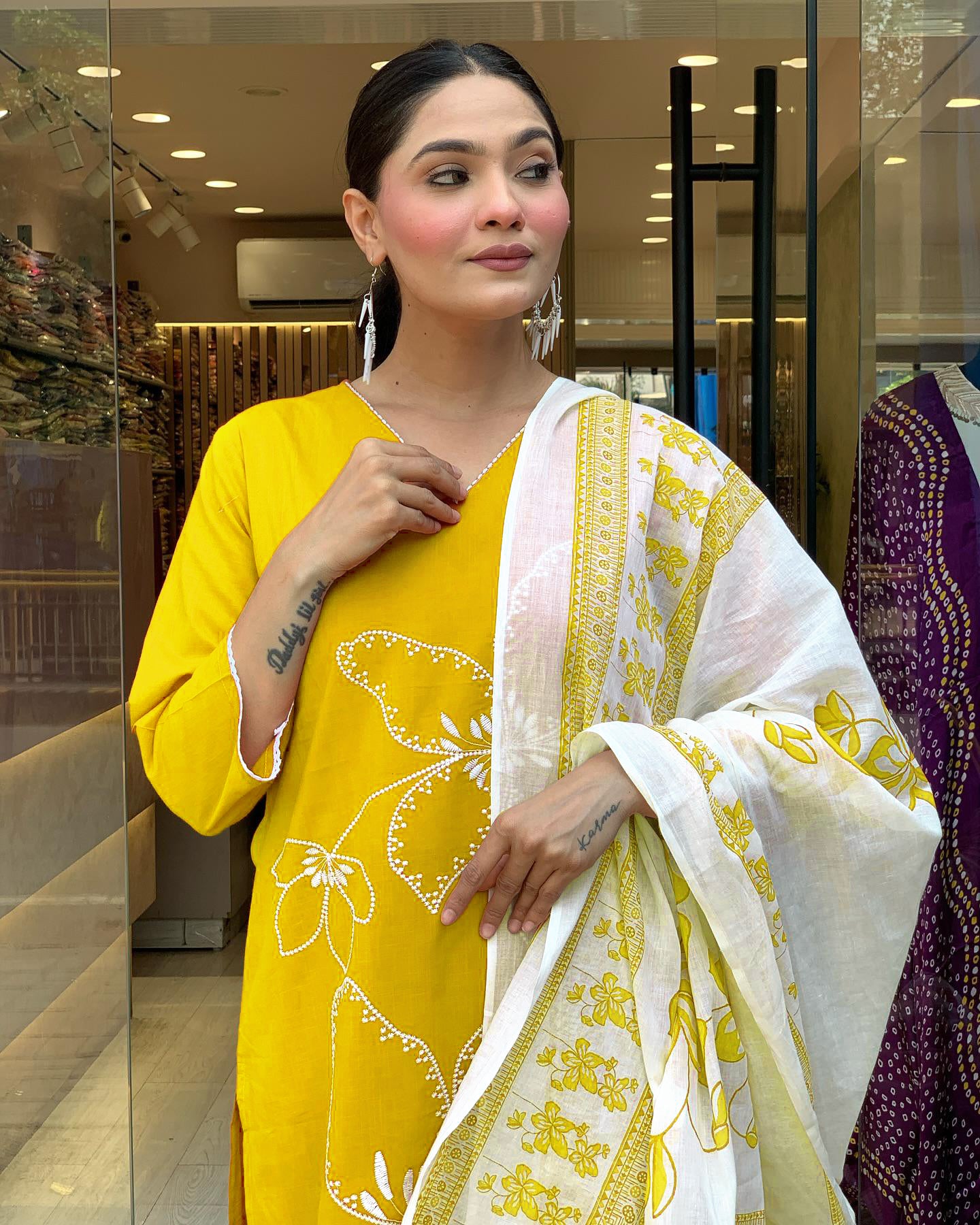 Latest Embroidered Viscose Chanderi Suit Set with Matching Chanderi Dupatta