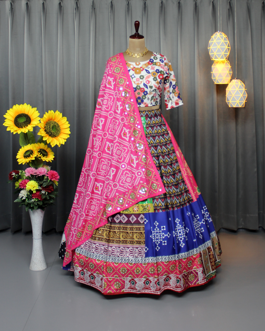 Ready-to-Wear Butter Silk Lehenga Choli for Women – Mirror & Fancy Digital Print Work