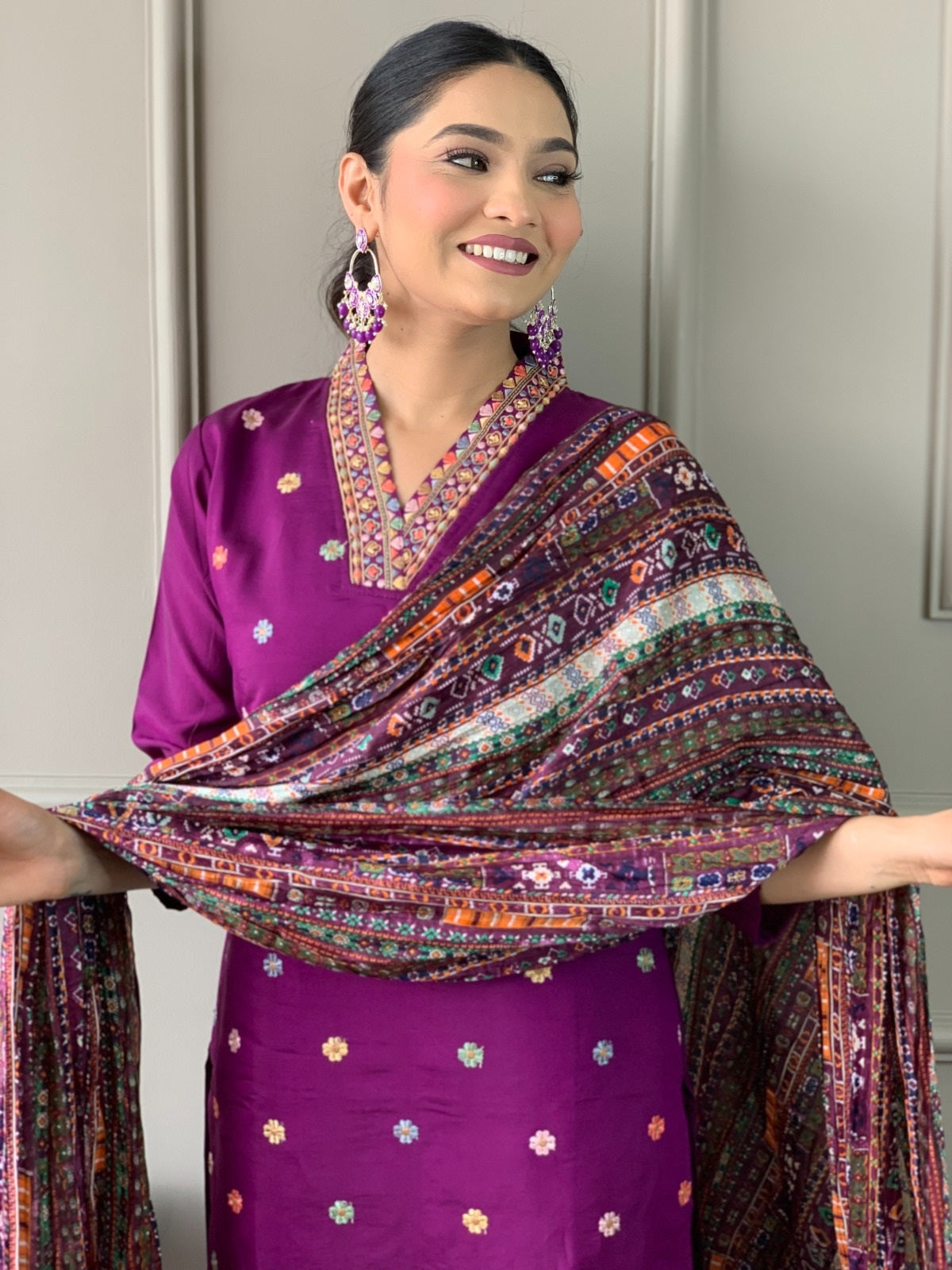 Classy New Look Suit in Viscose Chanderi with Chinon Dupatta