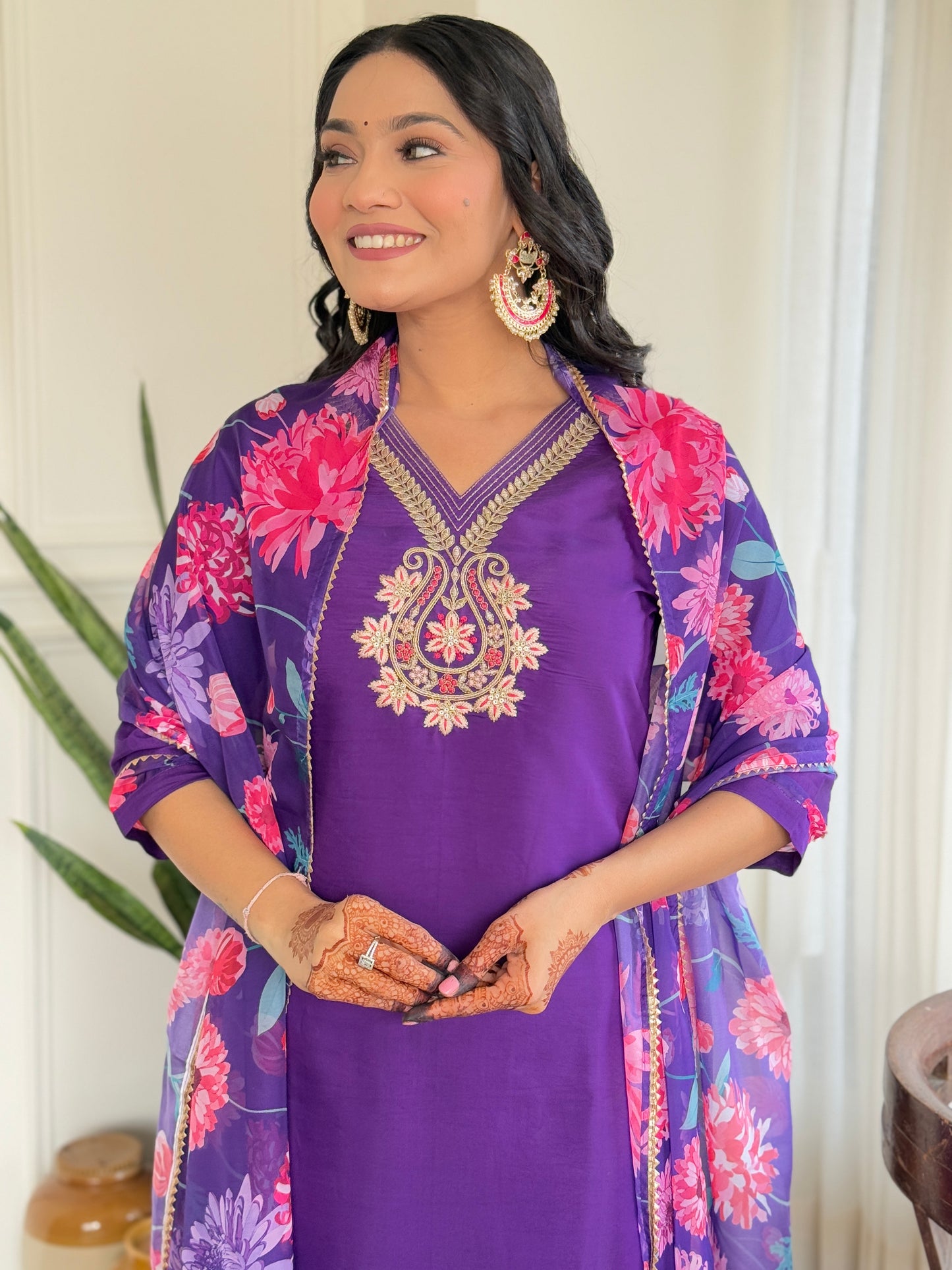 Lightweight Chanderi Suit Set with Designer Organza Dupatta