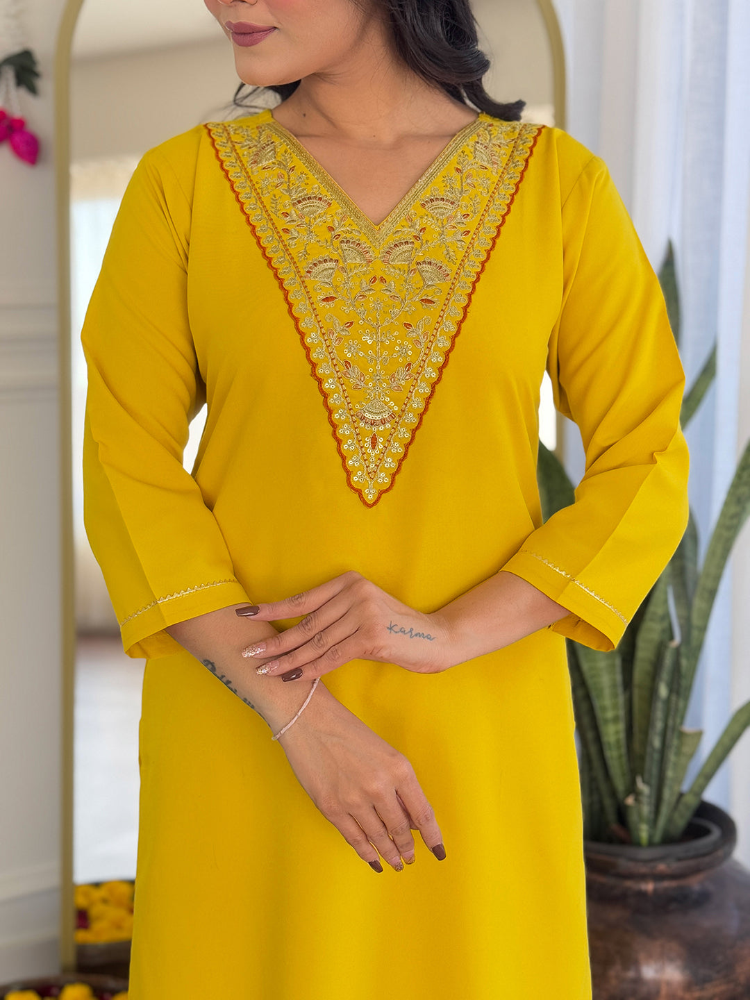 Women's Rayon Embroidered Kurta with Pant & Printed Taby Jacquard Dupatta | Readymade 3-Piece Ethnic Suit Set | Elegant & Comfortable Outfit for Daily, Festive & Semi-Formal Wear