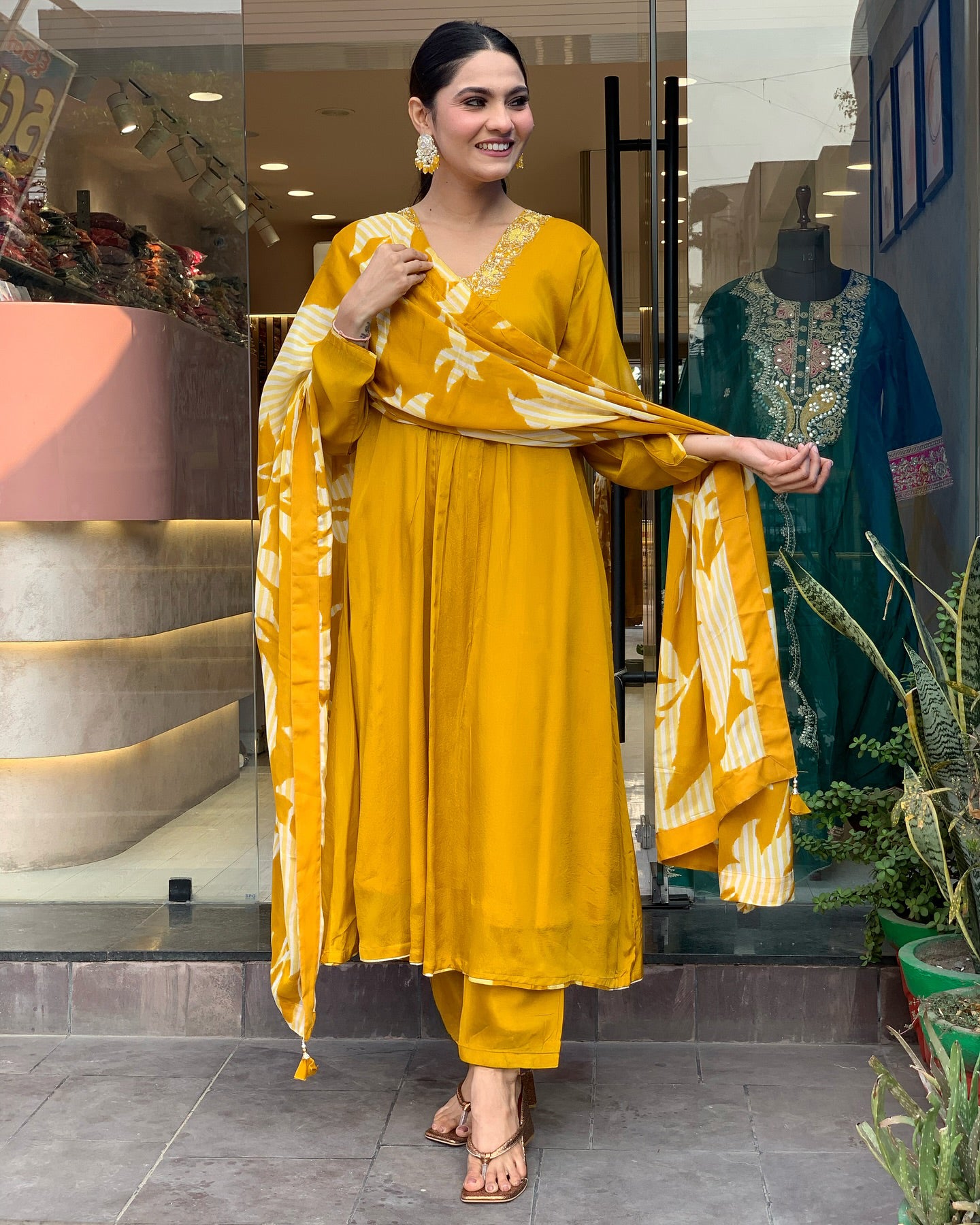 Elegant Chinnon Silk Embroidered Suit Set with Printed Dupatta – Festive Ready