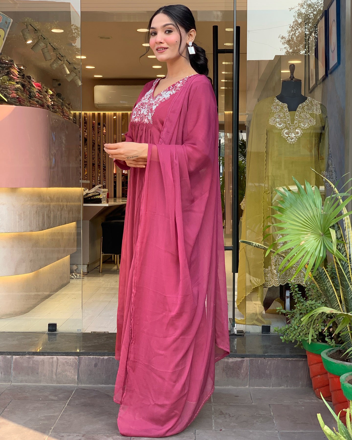 Trendy Viscose Ethnic Suit with Embroidery & Soft Nazmin Dupatta