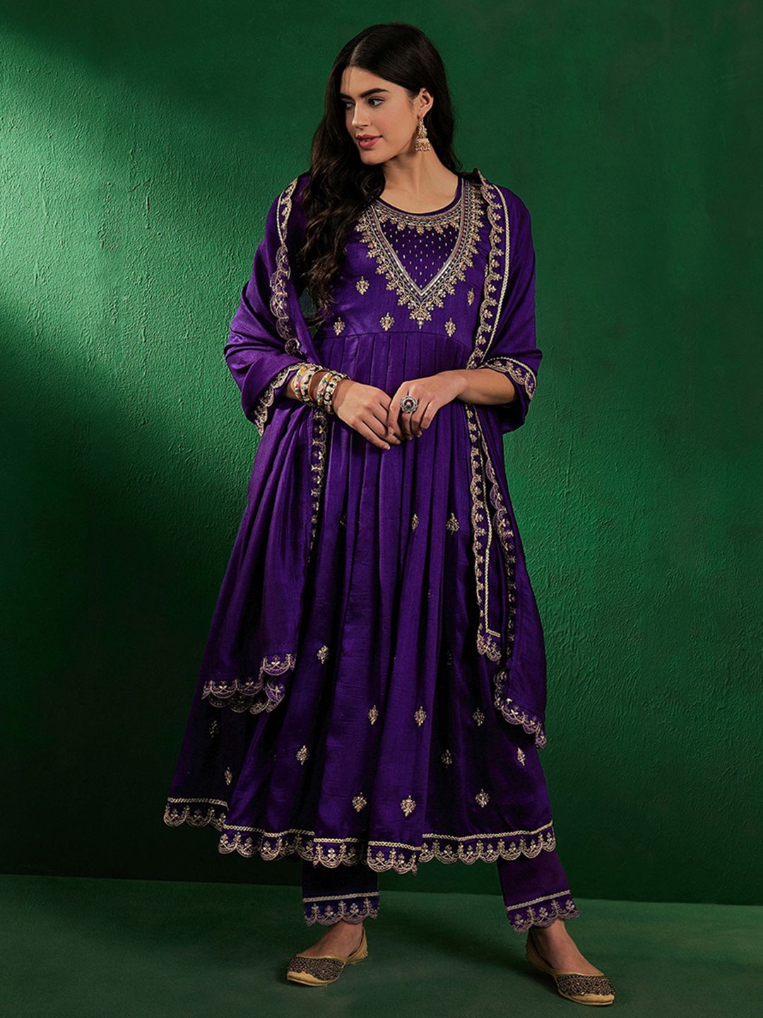 Women's CP Vichitra Embroidered Kurta with Pant & Dupatta | Readymade 3-Piece Ethnic Suit Set | Elegant Traditional Wear for Festive, Wedding & Semi-Formal Occasions