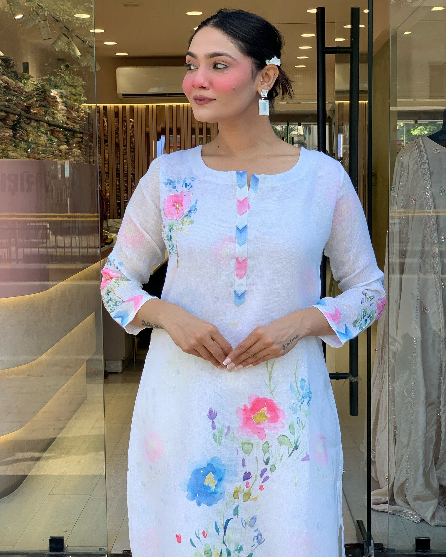 Women's Pure Linen Embroidered Kurta with Pant & Dupatta | Premium Readymade 3-Piece Suit Set | Elegant & Breathable Ethnic Wear for Summer, Office, and Semi-Formal Occasions