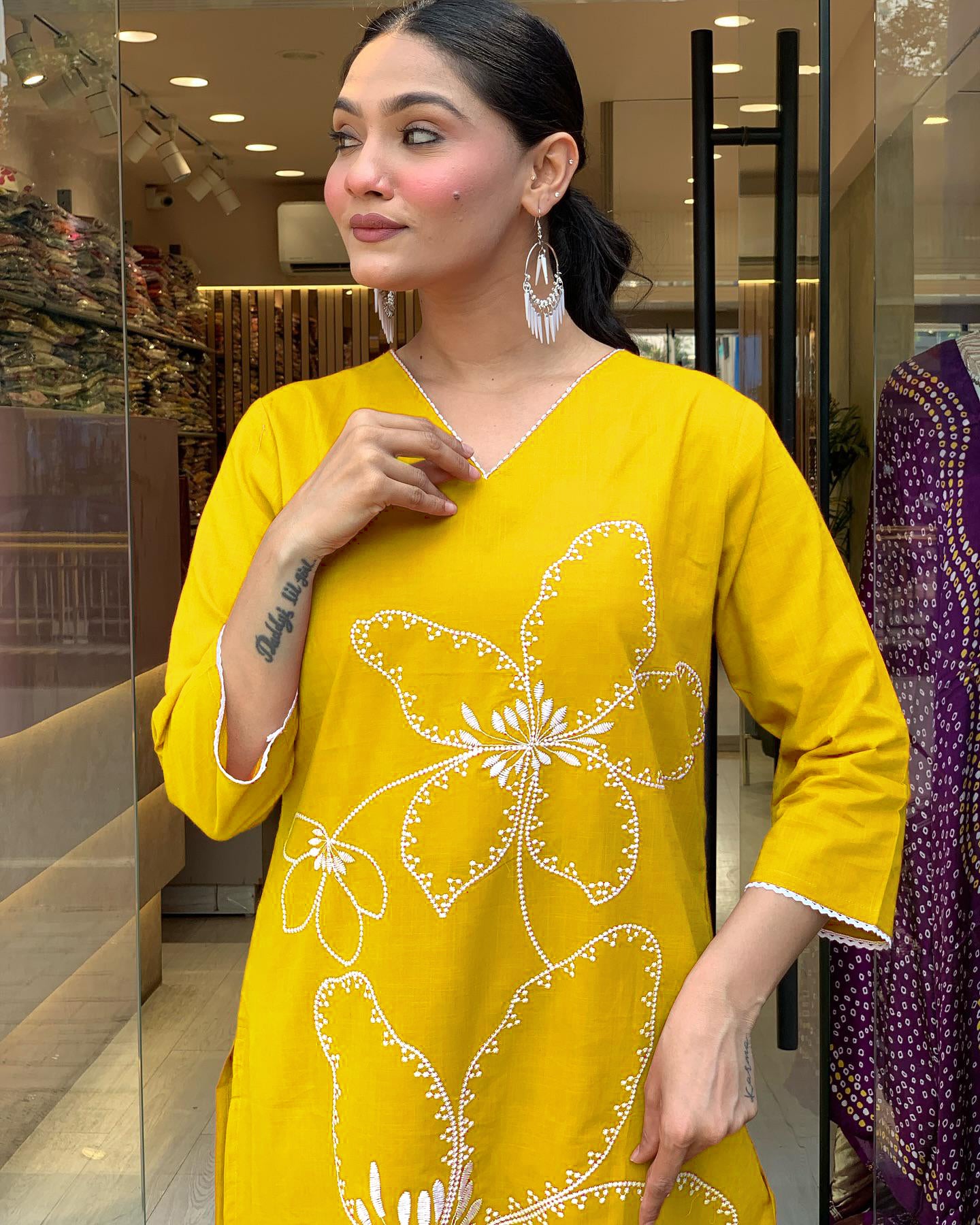 Latest Embroidered Viscose Chanderi Suit Set with Matching Chanderi Dupatta