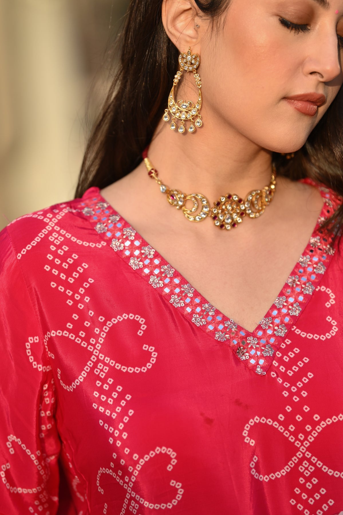 Graceful Chinon Silk Kurti Set with Embroidery & Nazmin Dupatta – 3-Piece Ethnic Ensemble for Women