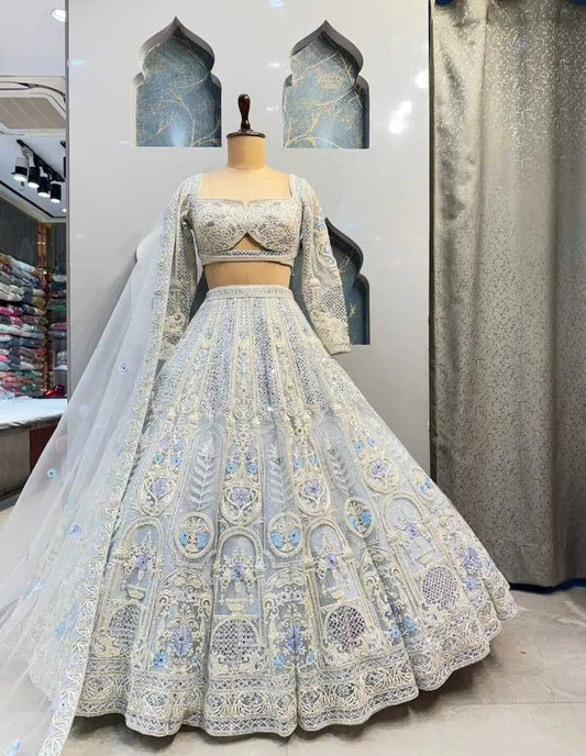 Radiate festive brilliance with our Zareen Glam Faux Georgette Lehenga Choli Set