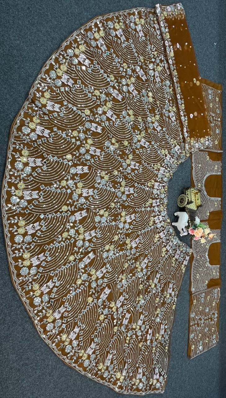 Elegance Designer Lehenga Choli set with flared Sequins Embroidery Work for Wedding Dress