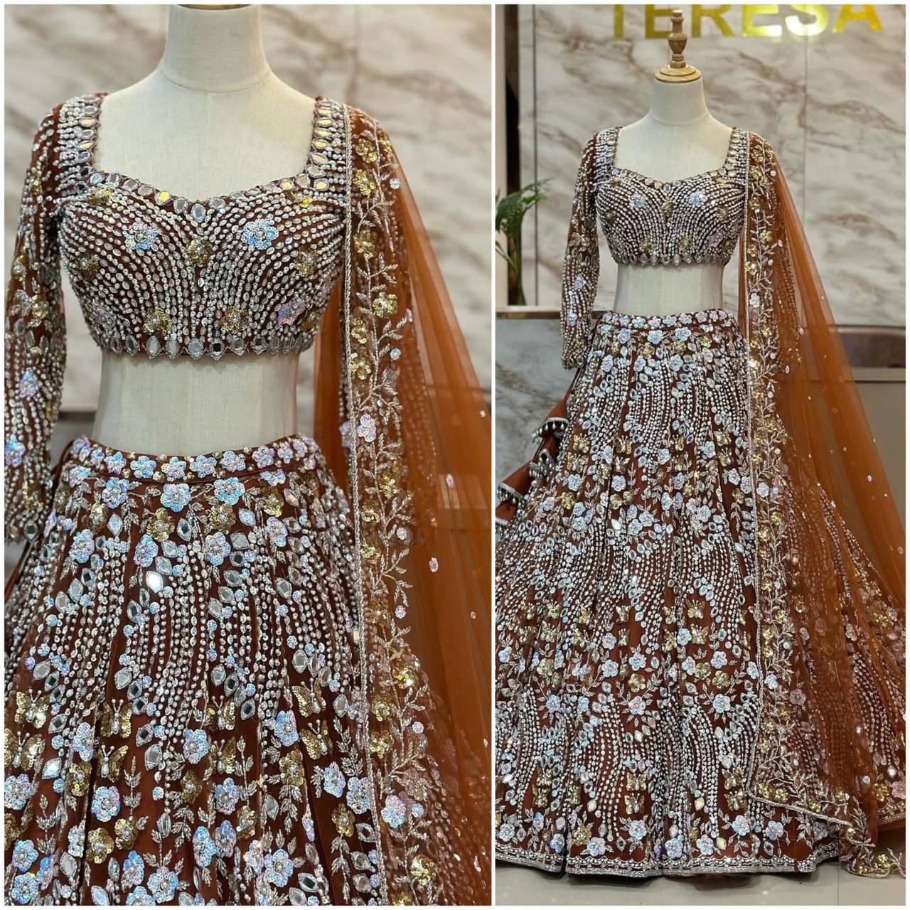 Elegance Designer Lehenga Choli set with flared Sequins Embroidery Work for Wedding Dress