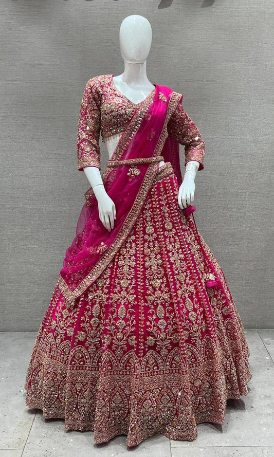New Sequins Embroidered & Real Mirror Work Lehenga Choli Set, Fox Georgette Semi-Stitched Lehenga with stitched Blouse & Faux Georgette Dupatta, Bridal & Party Wear