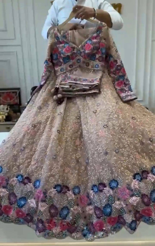 Elegant Sequins Embroidered Lehenga Choli Set with Stitched Fox Georgette Lehenga with Matching stitched Blouse and Faux Georgette Dupatta