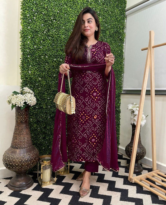 Stylish Heavy Reyon Embroidered Suit Set with Chinon Dupatta – Ready to Wear