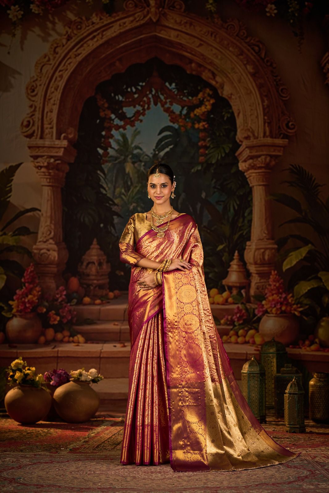 Hot Selling Kanjivaram Silk Saree with Latest Zari Work | Saree with Contrast Blouse Piece | Ideal for Engagements, Puja, and Party Wear