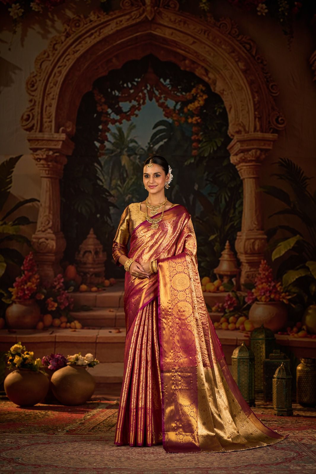 Hot Selling Kanjivaram Silk Saree with Latest Zari Work | Saree with Contrast Blouse Piece | Ideal for Engagements, Puja, and Party Wear