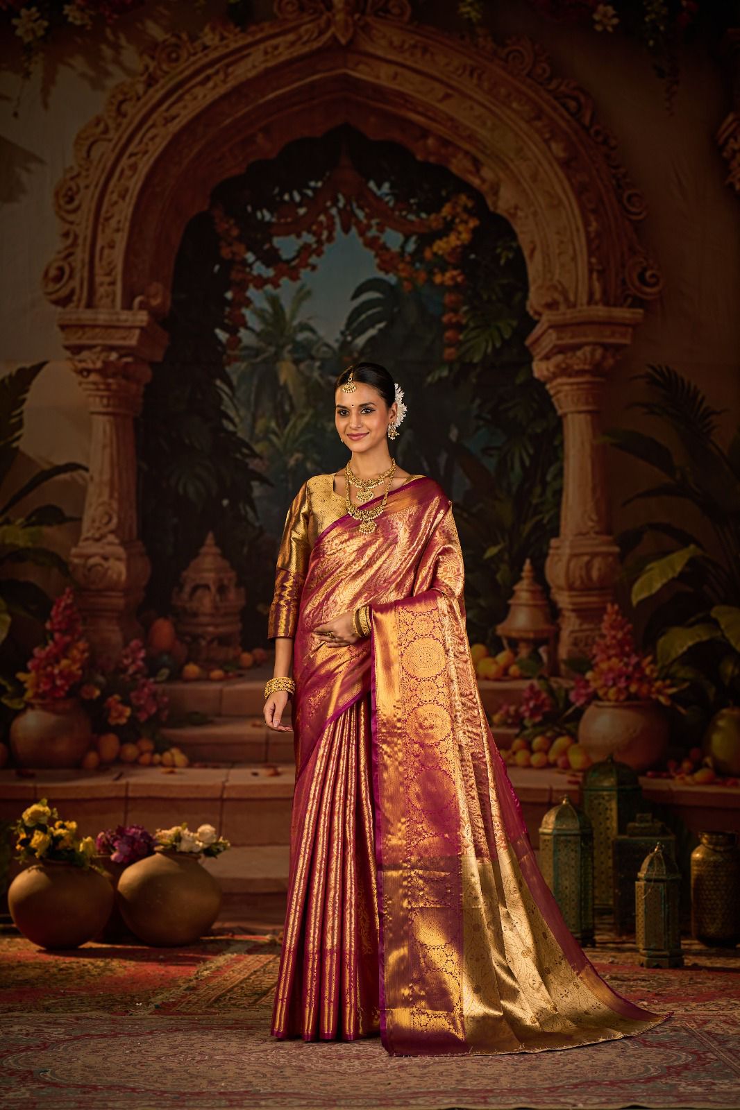 Hot Selling Kanjivaram Silk Saree with Latest Zari Work | Saree with Contrast Blouse Piece | Ideal for Engagements, Puja, and Party Wear