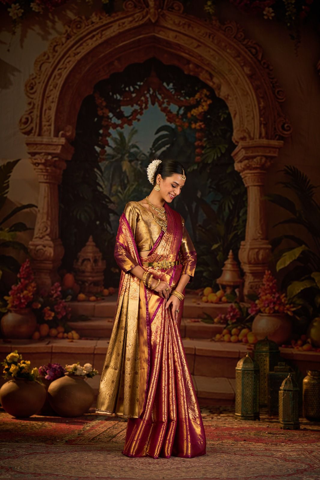 Hot Selling Kanjivaram Silk Saree with Latest Zari Work | Saree with Contrast Blouse Piece | Ideal for Engagements, Puja, and Party Wear