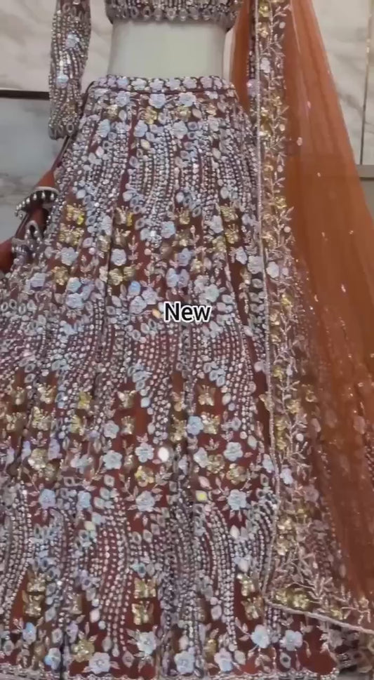 Elegance Designer Lehenga Choli set with flared Sequins Embroidery Work for Wedding Dress